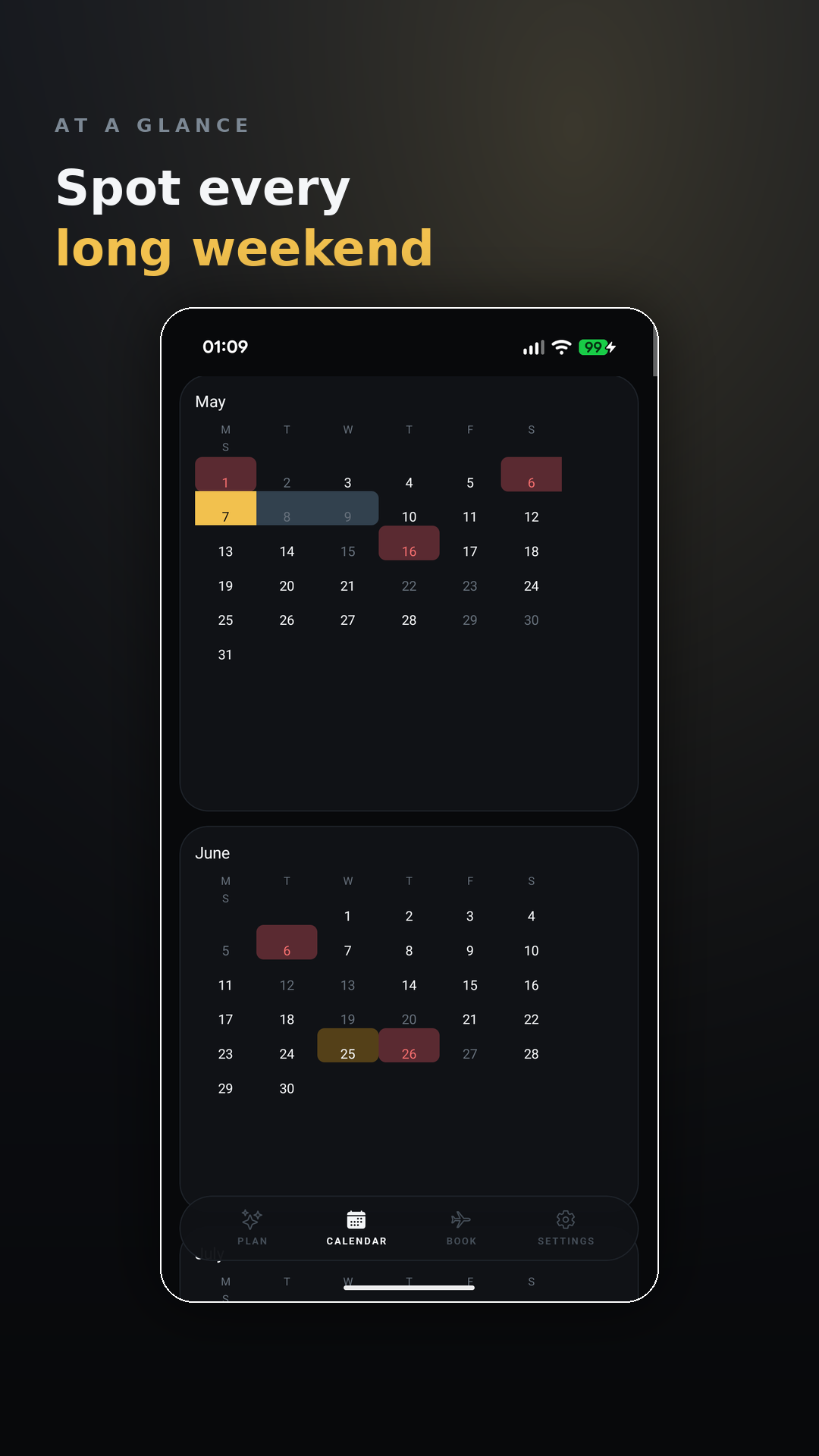 Vacationmaxxing At a glance screen